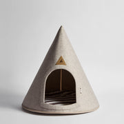 Front view of Nooee Pet Cave Lucy (M) in Cream, a modern conical dog bed.