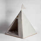 Nooee Pet Teepee Bailey in cream with striped cushion and decorative flag