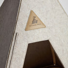 Close-up of Nooee Pet logo patch on the Teepee Bailey entrance