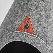 Nooee Pet Cave Buddy (L) in Gray, a stylish and modern dog bed with a conical shape and oval entrance.