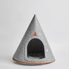 Nooee Pet Cave Lucy (M) Gray side profile, displaying its conical shape and modern design