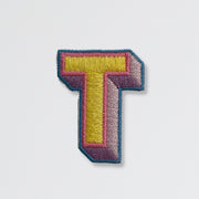 Nooee Pet embroidered patch – letter T in yellow and light purple