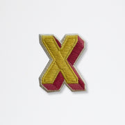 Nooee Pet embroidered patch – letter X  in yellow and  red