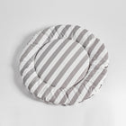 Flat-lay of Nooee Pet Replacement Cushion in gray and white stripes, featuring a soft, round design ideal for refreshing your pet’s cave or using as a cozy mat anywhere.