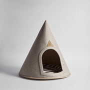 Side view of the pet cave showing its seamless zippered construction.