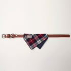 Brown Daisy Collar with red plaid bandana shown from the side
