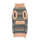 Back view of the Nooee Pet x DEMYLEE Jacquard Wool Sweater in a Fair Isle pattern with armholes and ribbed trim, showcasing the soft knit texture and intricate design.