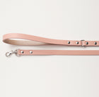 Close-up of pink Daisy Leash hardware with nickel-plated clasp